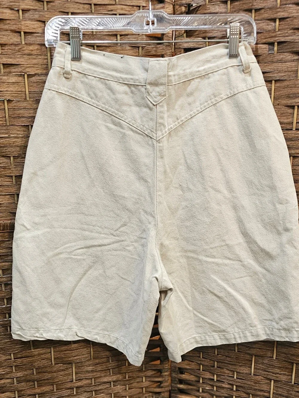 Studio West Light Beige High-Waist Pleated Bermuda Shorts